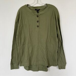 Forever 21 olive waffle henley long sleeve top